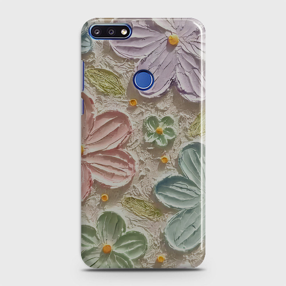 Huawei Y7 Prime 2018 Cover - Floral Series - Design 15 - Blue & Green - Matte Finish - Snap On Hard Case with LifeTime Colors Guarantee