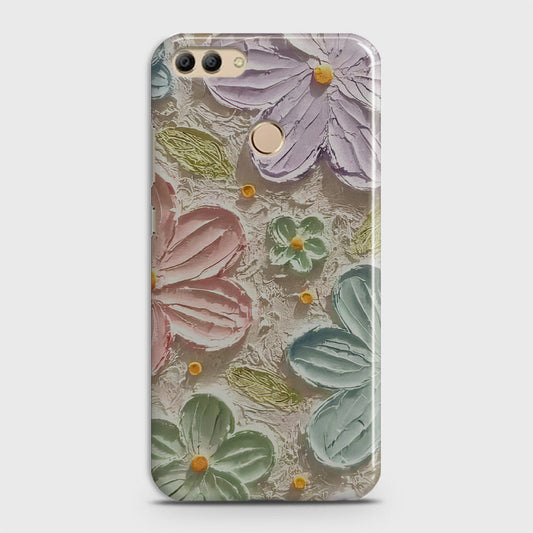 Huawei Y9 2018 Cover - Floral Series - Design 15 - Blue & Green - Matte Finish - Snap On Hard Case with LifeTime Colors Guarantee