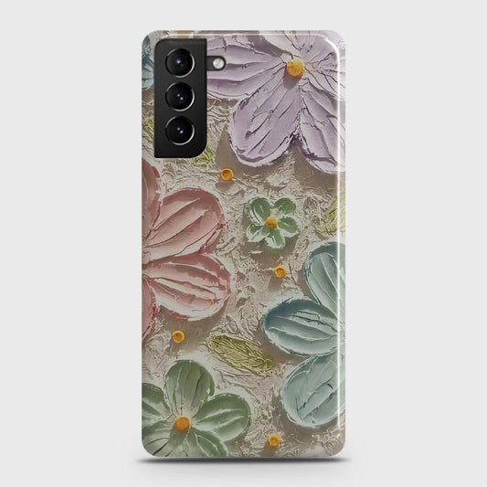 Samsung Galaxy S21 5G Cover - Floral Series - Design 15  - Blue & Green - Matte Finish - Snap On Hard Case with LifeTime Colors Guarantee