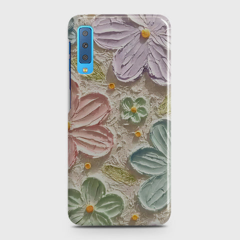 Samsung Galaxy A7 2018 Cover - Floral Series - Design 15 - Blue & Green - Matte Finish - Snap On Hard Case with LifeTime Colors Guarantee