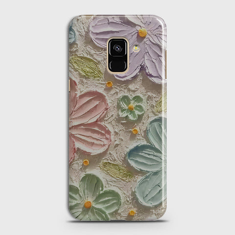 Samsung Galaxy A8 2018 Cover - Floral Series - Design 15 - Blue & Green - Matte Finish - Snap On Hard Case with LifeTime Colors Guarantee