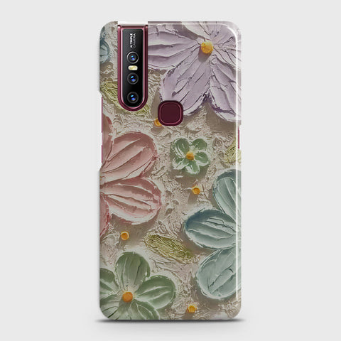 Vivo V15 Cover - Floral Series - Design 15 - Blue & Green - Matte Finish - Snap On Hard Case with LifeTime Colors Guarantee