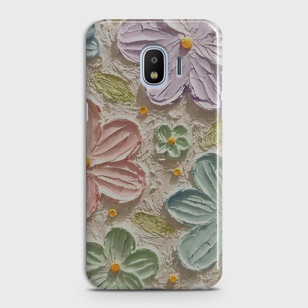 Samsung Galaxy J4 2018 Cover - Floral Series - Design 15 - Blue & Green - Matte Finish - Snap On Hard Case with LifeTime Colors Guarantee