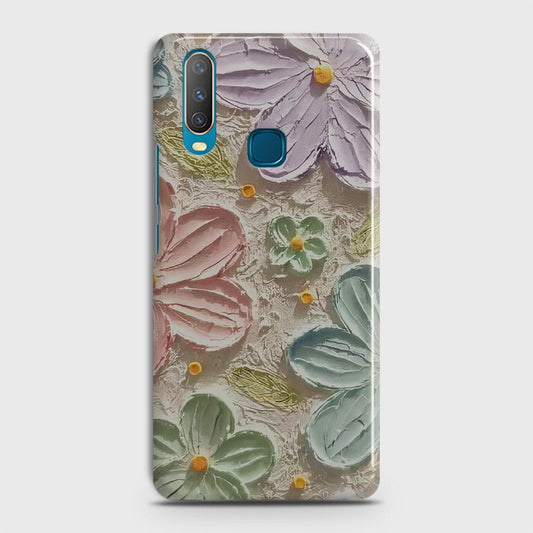 Vivo Y17 Cover - Floral Series - Design 15 - Blue & Green - Matte Finish - Snap On Hard Case with LifeTime Colors Guarantee