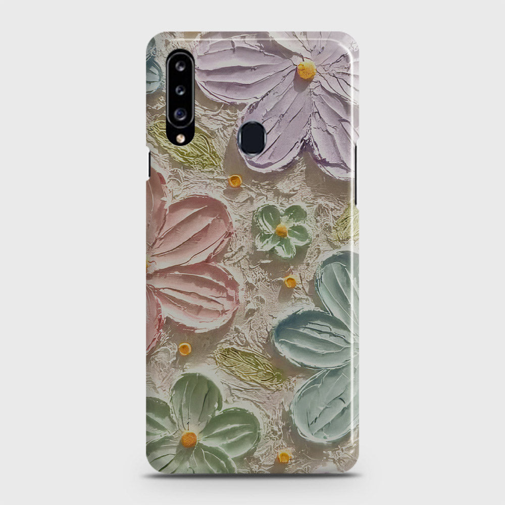 Samsung Galaxy A20s Cover - Floral Series - Design 15 - Blue & Green - Matte Finish - Snap On Hard Case with LifeTime Colors Guarantee