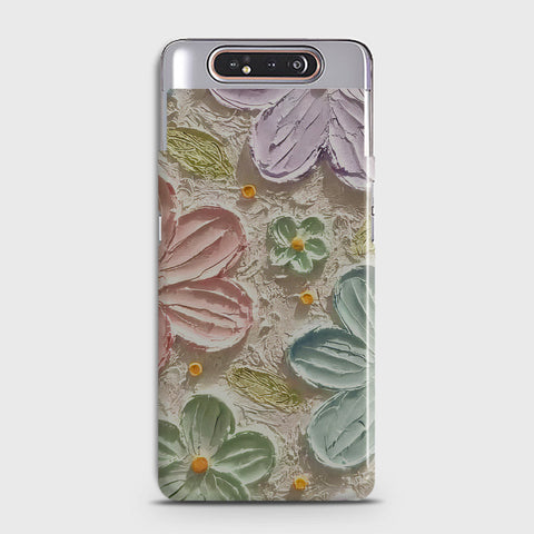 Samsung Galaxy A80 Cover - Floral Series - Design 15 - Blue & Green - Matte Finish - Snap On Hard Case with LifeTime Colors Guarantee