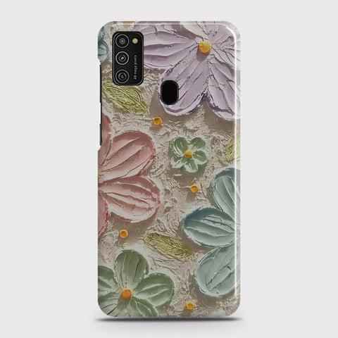 Samsung Galaxy M21 Cover - Floral Series - Design 15 - Blue & Green - Matte Finish - Snap On Hard Case with LifeTime Colors Guarantee