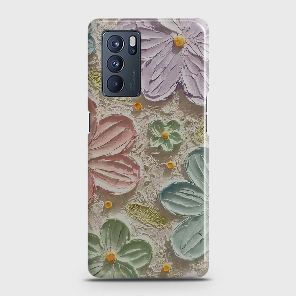 Oppo Reno 6 Pro 5G Cover - Floral Series - Design 15 - Blue & Green - Matte Finish - Snap On Hard Case with LifeTime Colors Guarantee