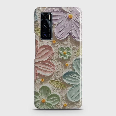 Vivo V20 SE Cover - Floral Series - Design 15 - Blue & Green - Matte Finish - Snap On Hard Case with LifeTime Colors Guarantee