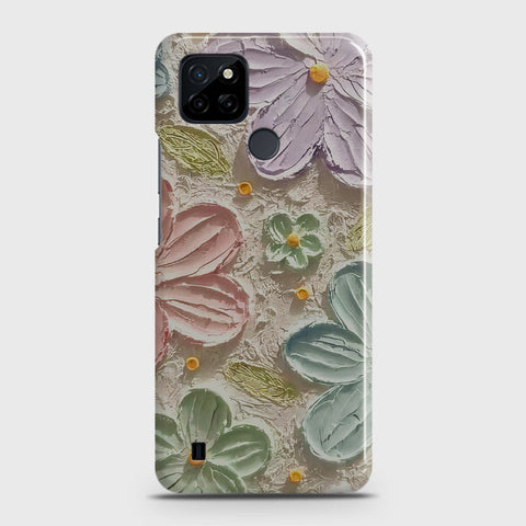 Realme C25Y Cover - Floral Series - Design 15 - Blue & Green - Matte Finish - Snap On Hard Case with LifeTime Colors Guarantee