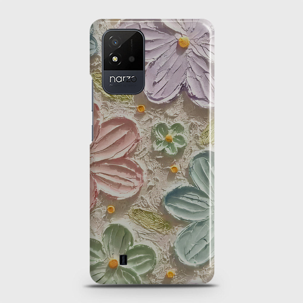 Realme Narzo 50i Cover - Floral Series - Design 15 - Blue & Green - Matte Finish - Snap On Hard Case with LifeTime Colors Guarantee