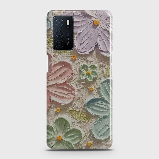 Oppo A16 Cover - Floral Series - Design 15 - Blue & Green - Matte Finish - Snap On Hard Case with LifeTime Colors Guarantee