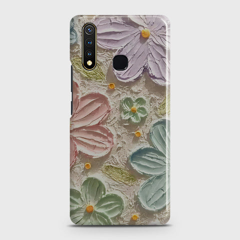 Vivo Y19 Cover - Floral Series - Design 15 - Blue & Green - Matte Finish - Snap On Hard Case with LifeTime Colors Guarantee