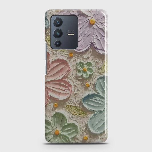 Vivo V23 5G Cover - Floral Series - Design 15 - Blue & Green - Matte Finish - Snap On Hard Case with LifeTime Colors Guarantee