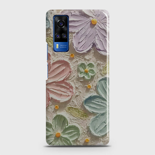 Vivo Y33  Cover - Floral Series - Design 15 - Blue & Green - Matte Finish - Snap On Hard Case with LifeTime Colors Guarantee