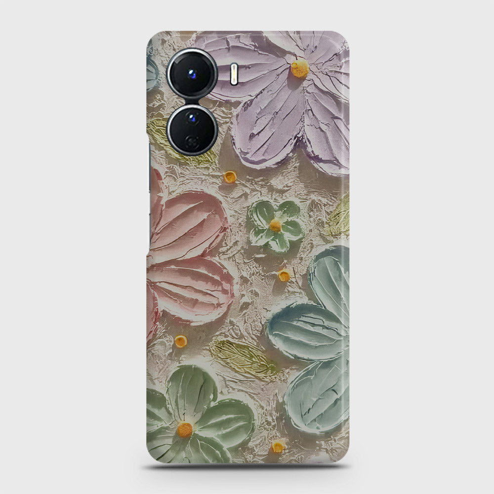 Vivo Y16 Cover - Floral Series - Design 15 - Blue & Green - Matte Finish - Snap On Hard Case with LifeTime Colors Guarantee