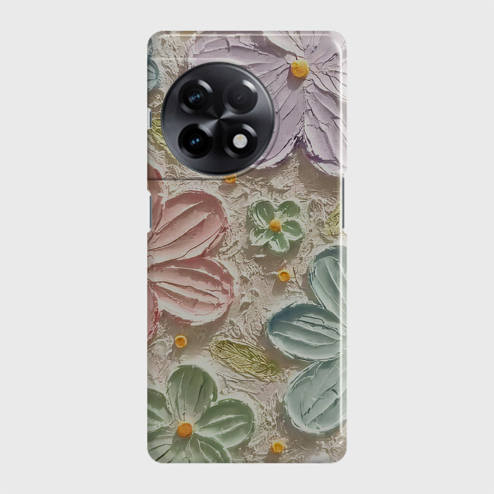 OnePlus 11R Cover - Floral Series - Design 15 - Blue & Green - Matte Finish - Snap On Hard Case with LifeTime Colors Guarantee