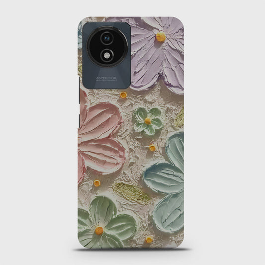 Vivo Y02 Cover - Floral Series - Design 15 - Blue & Green - Matte Finish - Snap On Hard Case with LifeTime Colors Guarantee