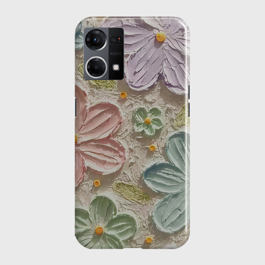 Oppo F21 Pro 4G Cover - Floral Series - Design 15 - Blue & Green - Matte Finish - Snap On Hard Case with LifeTime Colors Guarantee