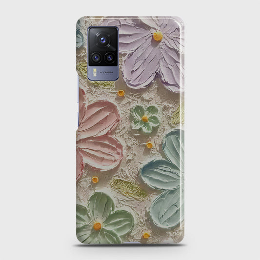 Vivo V21  Cover - Floral Series - Design 15 - Blue & Green - Matte Finish - Snap On Hard Case with LifeTime Colors Guarantee