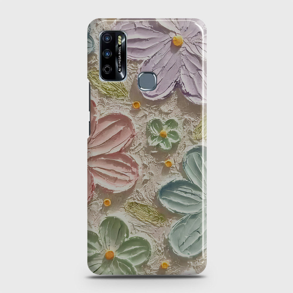 Infinix Hot 9 Play Cover - Floral Series - Design 15 - Blue & Green - Matte Finish - Snap On Hard Case with LifeTime Colors Guarantee