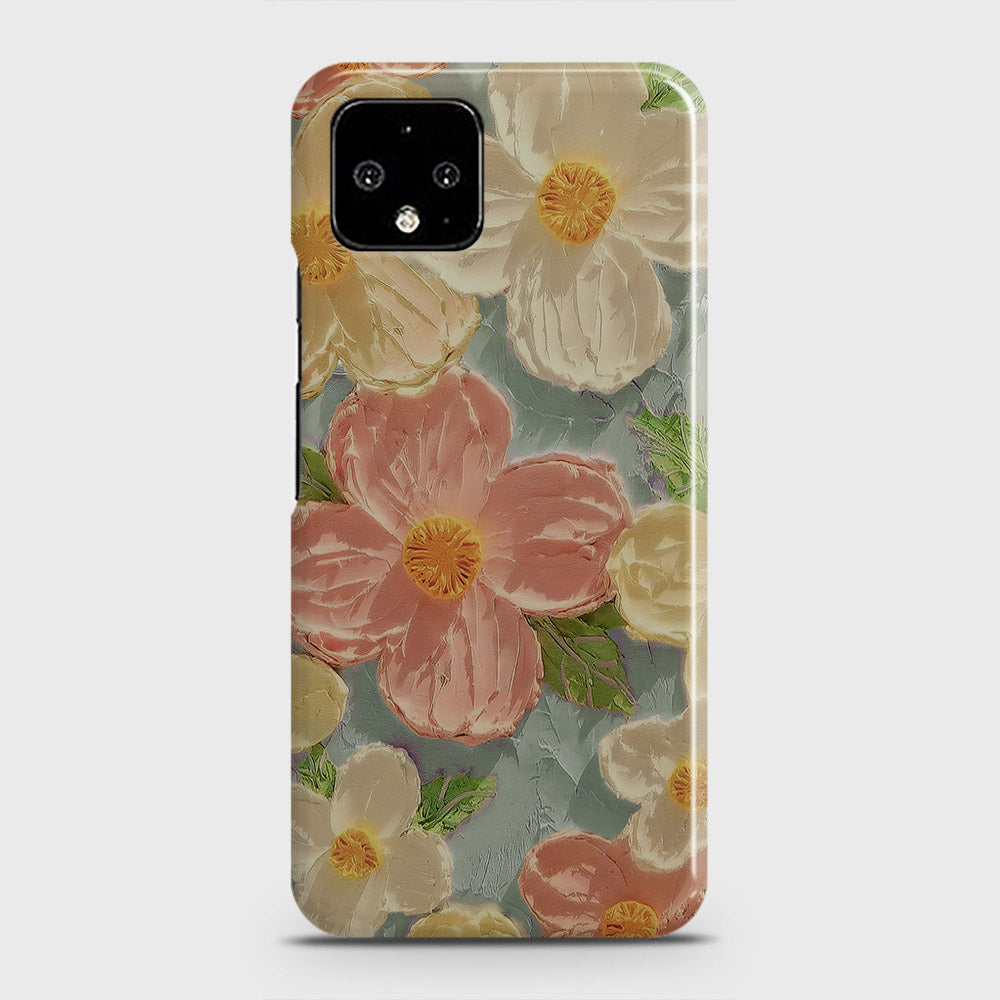 Google Pixel 4 Cover - Floral Series - Design 16 - Cyan & Pink - Matte Finish - Snap On Hard Case with LifeTime Colors Guarantee