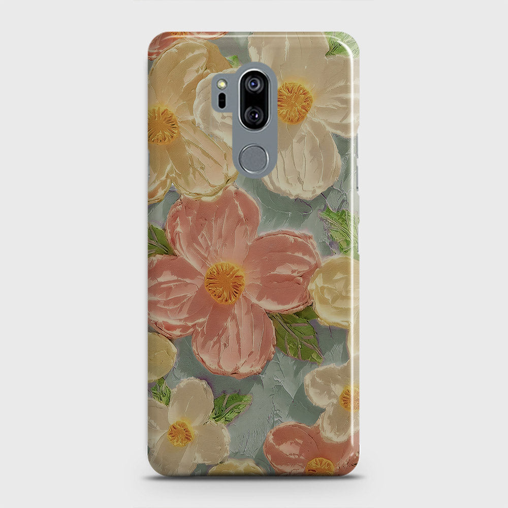 LG G7 ThinQ Cover - Floral Series  - Design 16 - Cyan & Pink - Matte Finish - Snap On Hard Case with LifeTime Colors Guarantee