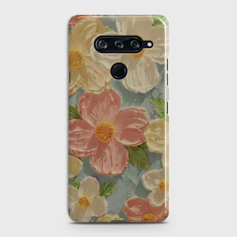 LG V40 ThinQ Cover - Floral Series  - Design 16 - Cyan & Pink - Matte Finish - Snap On Hard Case with LifeTime Colors Guarantee