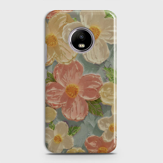 Motorola E4 Cover - Floral Series - Design 16 - Cyan & Pink - Matte Finish - Snap On Hard Case with LifeTime Colors Guarantee