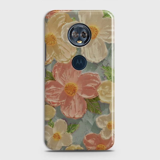 Motorola E5 Plus Cover - Floral Series - Design 16 - Cyan & Pink - Matte Finish - Snap On Hard Case with LifeTime Colors Guarantee