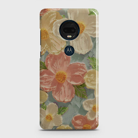 Motorola Moto G7 Plus Cover - Floral Series - Design 16 - Cyan & Pink - Matte Finish - Snap On Hard Case with LifeTime Colors Guarantee