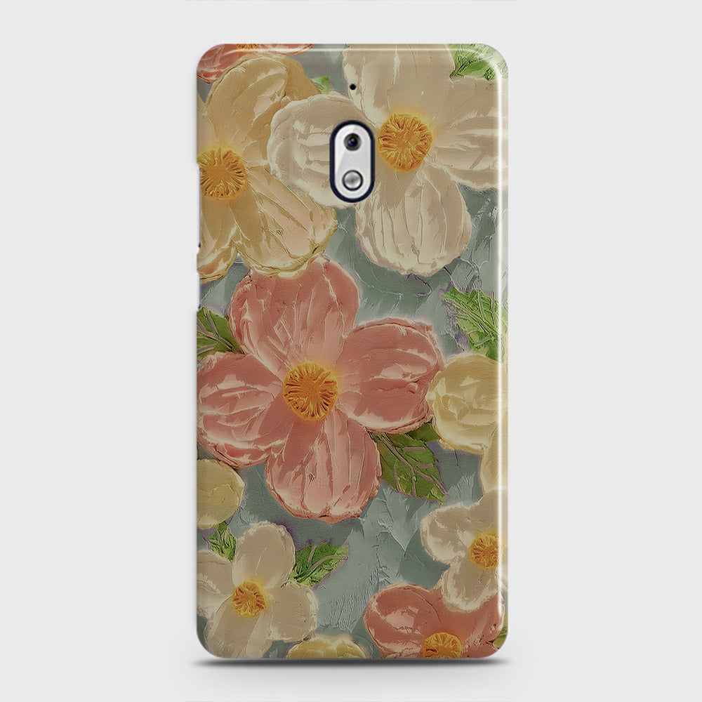 Nokia 2.1 Cover - Floral Series - Design 16 - Cyan & Pink - Matte Finish - Snap On Hard Case with LifeTime Colors Guarantee