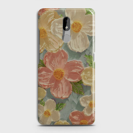 Nokia 3.2 Cover - Floral Series - Design 16 - Cyan & Pink - Matte Finish - Snap On Hard Case with LifeTime Colors Guarantee