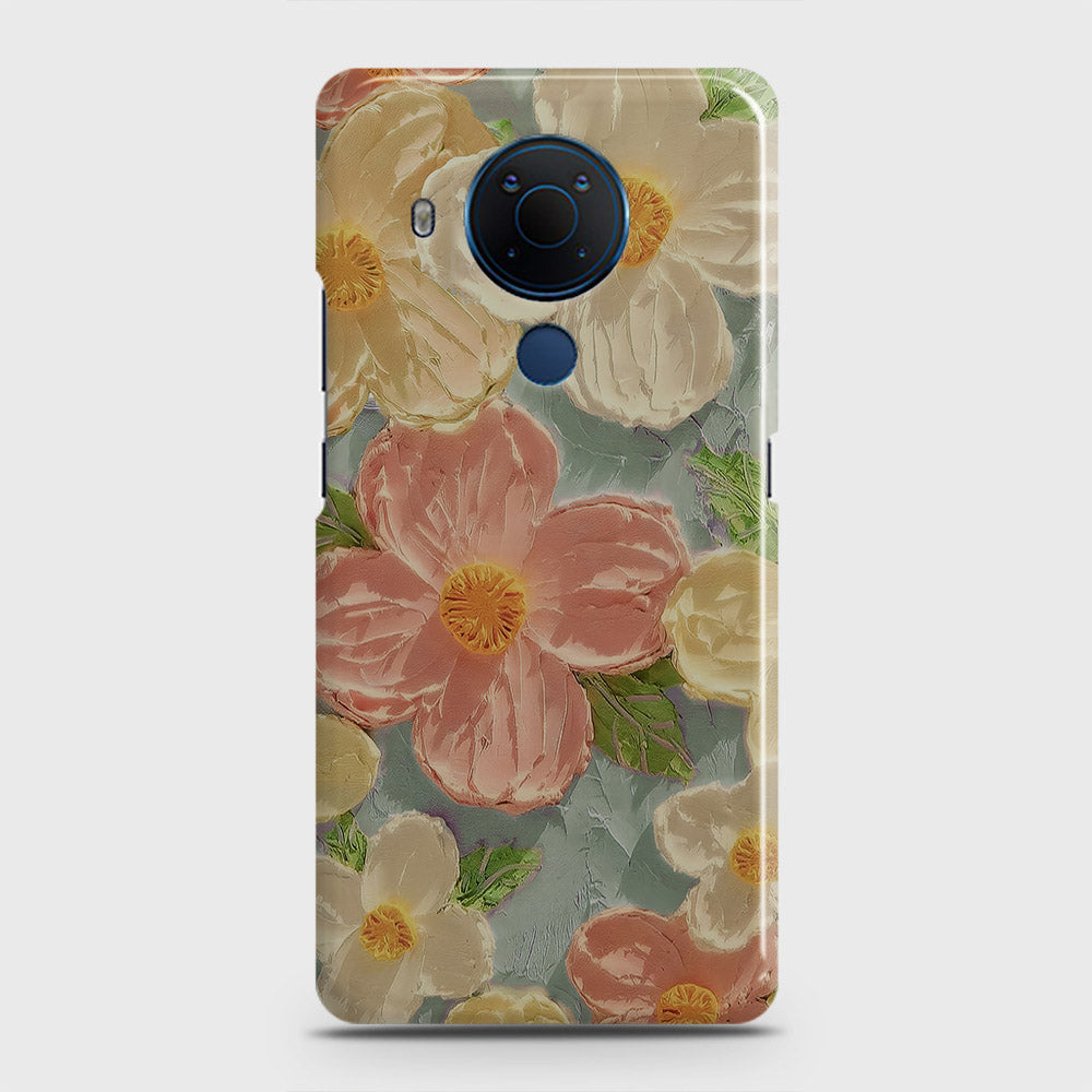 Nokia 5.4 Cover - Floral Series - Design 16 - Cyan & Pink - Matte Finish - Snap On Hard Case with LifeTime Colors Guarantee