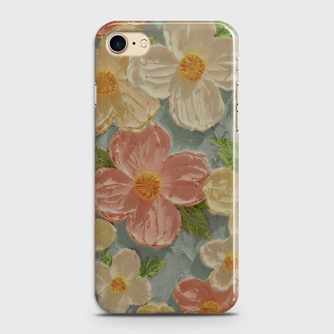 iPhone 8 Cover - Floral Series - Design 16 - Cyan & Pink - Matte Finish - Snap On Hard Case with LifeTime Colors Guarantee