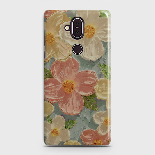 Nokia 8.1 Cover - Floral Series - Design 16 - Cyan & Pink - Matte Finish - Snap On Hard Case with LifeTime Colors Guarantee