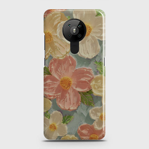 Nokia 5.3  Cover - Floral Series - Design 16 - Cyan & Pink - Matte Finish - Snap On Hard Case with LifeTime Colors Guarantee