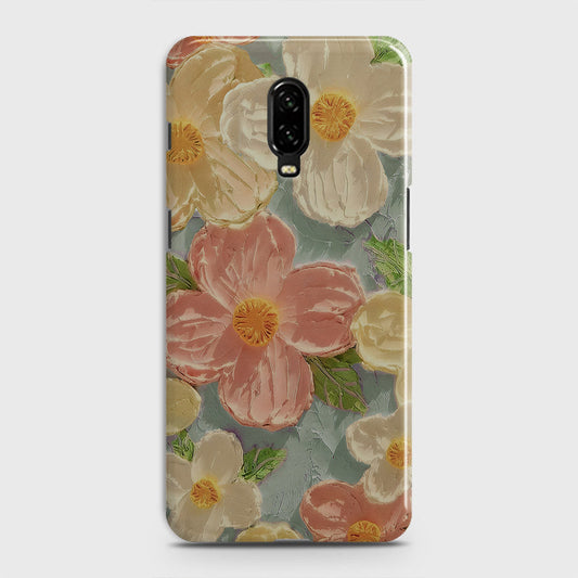 OnePlus 6T  Cover - Floral Series - Design 16 - Cyan & Pink - Matte Finish - Snap On Hard Case with LifeTime Colors Guarantee