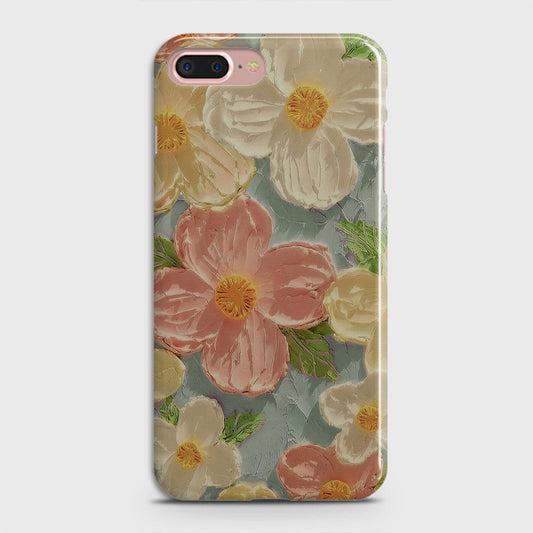 iPhone 8 Plus Cover - Floral Series - Design 16 - Cyan & Pink - Matte Finish - Snap On Hard Case with LifeTime Colors Guarantee