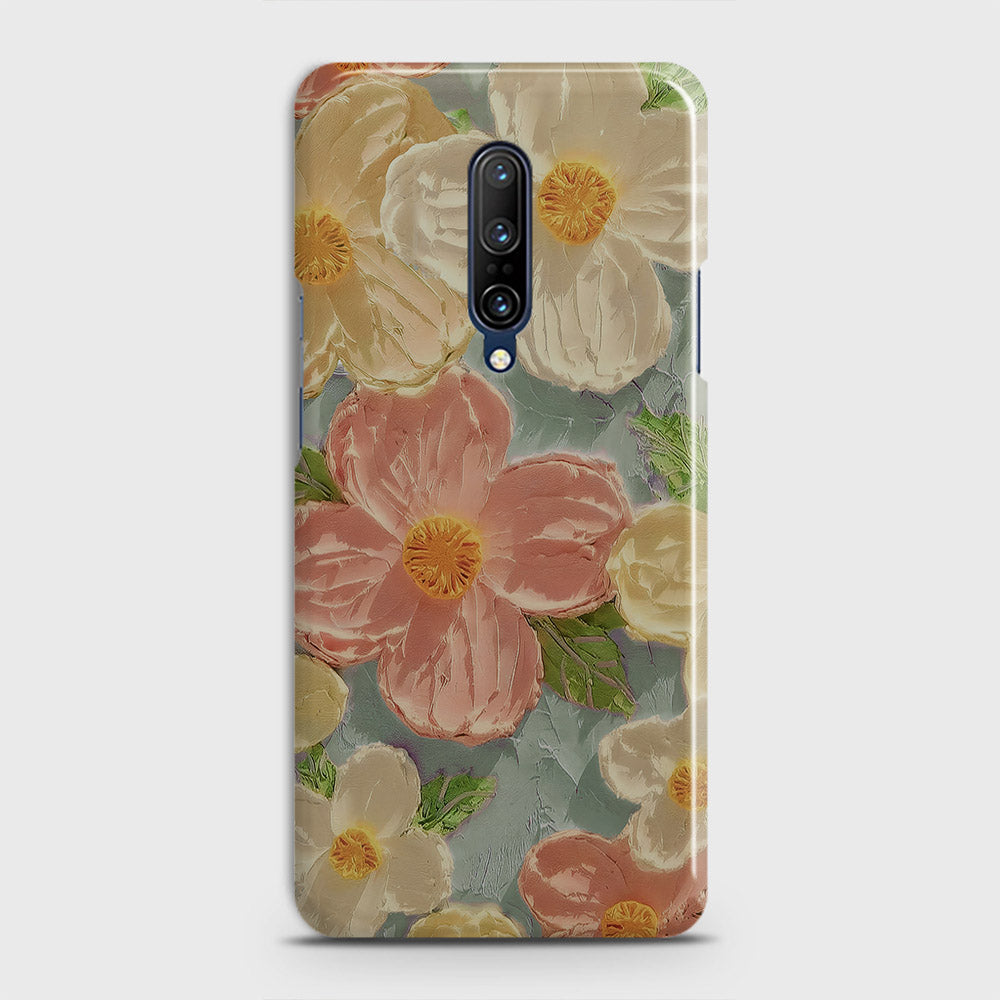 OnePlus 7 Pro  Cover - Floral Series - Design 16 - Cyan & Pink - Matte Finish - Snap On Hard Case with LifeTime Colors Guarantee