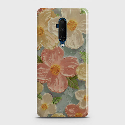 OnePlus 7T Pro  Cover - Floral Series - Design 16 - Cyan & Pink - Matte Finish - Snap On Hard Case with LifeTime Colors Guarantee