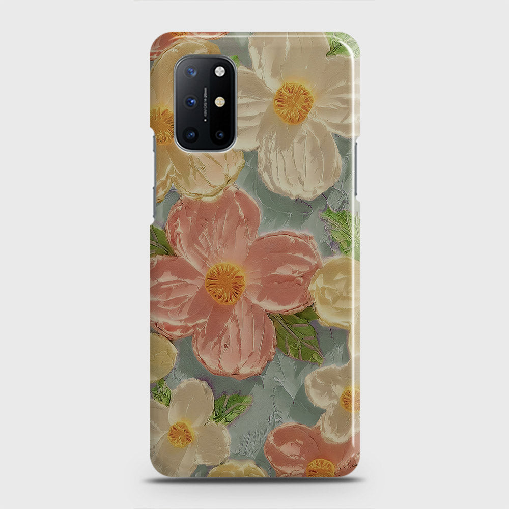 OnePlus 8T  Cover - Floral Series - Design 16 - Cyan & Pink - Matte Finish - Snap On Hard Case with LifeTime Colors Guarantee