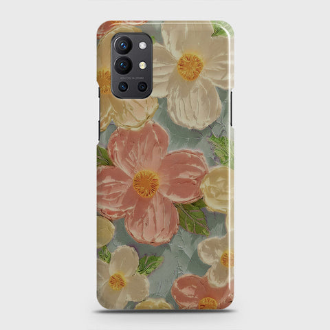 OnePlus 9R  Cover - Floral Series - Design 16 - Cyan & Pink - Matte Finish - Snap On Hard Case with LifeTime Colors Guarantee