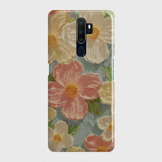 Oppo A5 2020 Cover - Floral Series - Design 16 - Cyan & Pink - Matte Finish - Snap On Hard Case with LifeTime Colors Guarantee