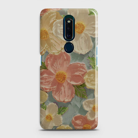 Oppo F11 Pro Cover - Floral Series - Design 16 - Cyan & Pink - Matte Finish - Snap On Hard Case with LifeTime Colors Guarantee