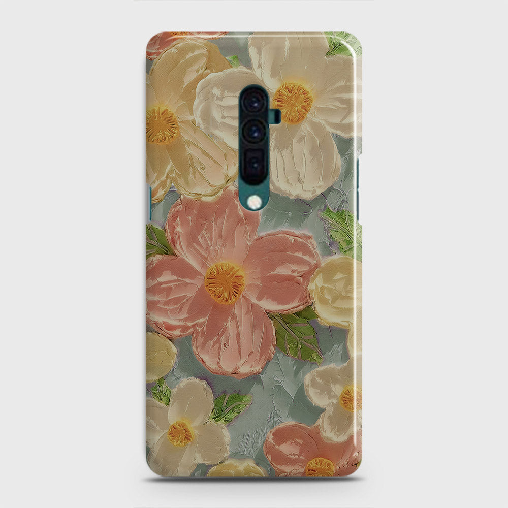 Oppo Reno 10x zoom Cover - Floral Series - Design 16 - Blue & Pink - Matte Finish - Snap On Hard Case with LifeTime Colors Guarantee