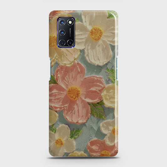 Oppo A52 Cover - Floral Series - Design 16 - Cyan & Pink - Matte Finish - Snap On Hard Case with LifeTime Colors Guarantee