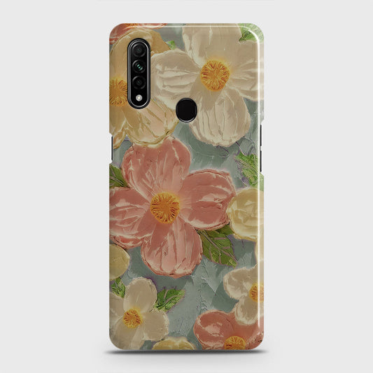 Oppo A8 Cover - Floral Series - Design 16 - Cyan & Pink - Matte Finish - Snap On Hard Case with LifeTime Colors Guarantee