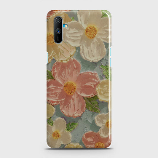 Realme C3 Cover - Floral Series - Design 16 - Cyan & Pink - Matte Finish - Snap On Hard Case with LifeTime Colors Guarantee