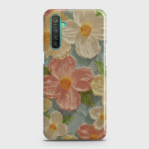 Realme 6s Cover - Floral Series - Design 16 - Cyan & Pink - Matte Finish - Snap On Hard Case with LifeTime Colors Guarantee